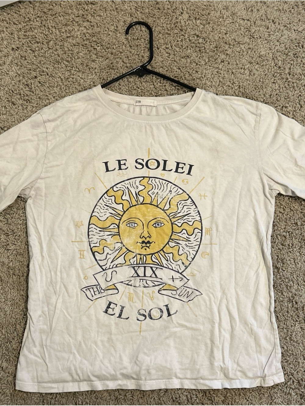 stradivarius White Tee with Yellow Sun Graphic